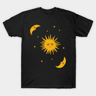 Sun moon and stars celestial night sky T-Shirt